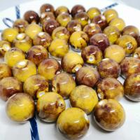 Glazirane porculanske perle, Porculan, Krug, možete DIY, žut, 18mm, Približno 100računala/Torba, Prodano By Torba