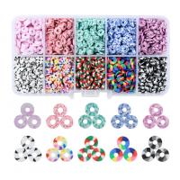 Polymer Ton Perlen , mit Kunststoff Kasten, flache Runde, DIY, gemischte Farben, 130x65x23mm, ca. 2000PCs/Box, verkauft von Box