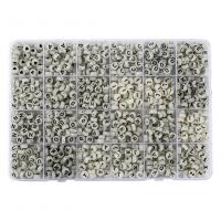 Alphabet Acryl Perlen, mit Kunststoff Kasten, flache Runde, DIY & glänzend & Emaille, 190x135x18.50mm, ca. 1500PCs/Box, verkauft von Box