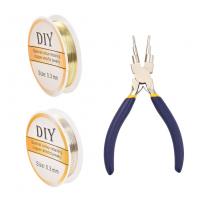 Jewelry Beading Tools, Carbon Steel, plier, with brass wire, plated, 3 pieces & DIY, mixed colors, 3PCs/Set, Sold By Set