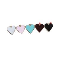 Tibetan Style Enamel Pendants, Heart, gold color plated, DIY, more colors for choice, nickel, lead & cadmium free, 16x16mm, 50PCs/Bag, Sold By Bag