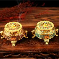 Traditional Ceramic Inserted Burner Incense Seat, Copper Alloy, for home and office & durable, more colors for choice, 106x75mm, Sold By PC