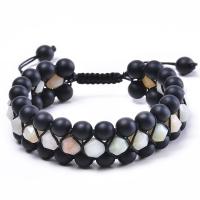 Gemstone Woven Ball Bracelets, Abrazine Stone, with Knot Cord & ​Amazonite​ & Tiger Eye, three layers & different materials for choice & Unisex & anti-fatigue, 22mm, Length:Approx 7.5-11.8 Inch, Sold By PC