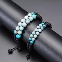 Gemstone Bracelets, Abrazine Stone, with Knot Cord & ​Amazonite​ & turquoise, Double Layer & Unisex & anti-fatigue & different size for choice, Length:Approx 7.5-11.8 Inch, Sold By PC