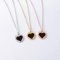 Stainless Steel Jewelry Necklace 304 Stainless Steel Round Vacuum Ion Plating fashion jewelry & Unisex & with heart pattern 1.5mm 20mm Length Approx 17.72 Inch Sold By PC