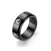 Titanium Steel Finger Ring, Round, plumbum black color plated, fashion jewelry & different size for choice & for man, more colors for choice, 8mm, Sold By PC