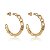Titanium Steel  Earring, Round, gold color plated, fashion jewelry & for woman, golden, 5mm, Inner Diameter:Approx 30mm, Sold By Pair