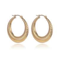 Titanium Steel  Earring, Round, gold color plated, fashion jewelry & for woman, golden, 35x33mm, Sold By Pair