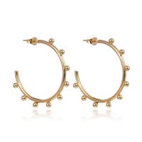 Titanium Steel  Earring, Round, gold color plated, fashion jewelry & for woman, golden, 3mm, Inner Diameter:Approx 33mm, Sold By Pair