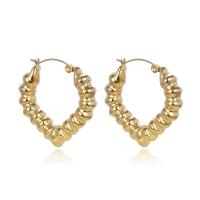 Titanium Steel Hoop Earring, Round, gold color plated, fashion jewelry & for woman, golden, 6mm, Inner Diameter:Approx 30mm, Sold By Pair