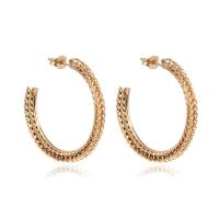 Titanium Steel Stud Earring Round gold color plated fashion jewelry & for woman golden 4mm Inner Approx 35mm Sold By Pair