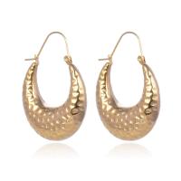 Titanium Steel Hoop Earring, Round, gold color plated, fashion jewelry & for woman, golden, 42x30mm, Sold By Pair