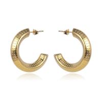 Titanium Steel Stud Earring, Round, gold color plated, fashion jewelry & for woman, golden, 7mm, Inner Diameter:Approx 30mm, Sold By Pair
