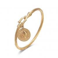 Titanium Steel Bangle Round gold color plated fashion jewelry & for woman Inner Approx 60mm Sold By PC