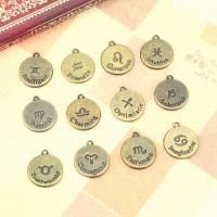 Tibetan Style Pendants, Round, antique bronze color plated, 12 pieces & DIY, nickel, lead & cadmium free, 18x18mm, Sold By Set