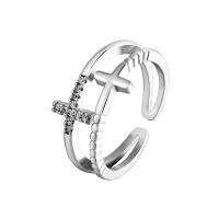 Brass Cuff Finger Ring, plated, Adjustable & micro pave cubic zirconia & for woman, more colors for choice, Sold By PC