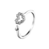 Cubic Zirconia Micro Pave Brass Ring Heart plated Adjustable & micro pave cubic zirconia & for woman Sold By PC