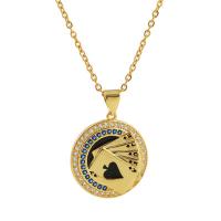 Cubic Zircon Micro Pave Brass Necklace gold color plated micro pave cubic zirconia & for woman gold Length Approx 17.7 Inch Sold By PC
