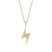 Cubic Zircon Micro Pave Brass Necklace, Lightning Symbol, gold color plated, Unisex & micro pave cubic zirconia, gold, 20x40mm, Length:Approx 17.7 Inch, Sold By PC