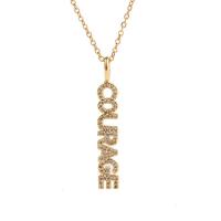 Cubic Zircon Micro Pave Brass Necklace, Alphabet Letter, gold color plated, micro pave cubic zirconia & for woman, gold, 7x40mm, Length:Approx 17.7 Inch, Sold By PC