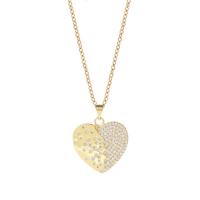 Cubic Zircon Micro Pave Brass Necklace, Heart, gold color plated, micro pave cubic zirconia & for woman, gold, 25x30mm, Length:Approx 17.7 Inch, Sold By PC