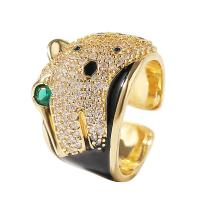 Cubic Zirconia Micro Pave Brass Ring gold color plated Adjustable & Unisex & micro pave cubic zirconia golden 18mm Sold By PC