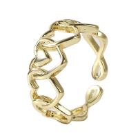 cobre Cuff Ring Finger, cromado de cor dourada, Ajustável & para mulher & vazio, dourado, 18mm, vendido por PC