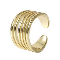 Messing Manchet Finger Ring, gold plated, Verstelbare & voor vrouw, gouden, 18mm, Verkocht door PC