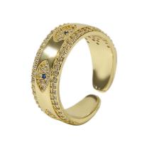 Cubic Zirconia Micro Pave Brass Ring, gold color plated, Adjustable & micro pave cubic zirconia & for woman, golden, 18mm, Sold By PC