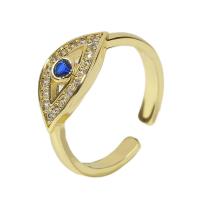 Cubic Zirconia Micro Pave Brass Ring Eye gold color plated Adjustable & micro pave cubic zirconia & for woman golden 18mm Sold By PC