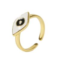 Brass δάχτυλο του δακτυλίου, Ορείχαλκος, μάτι, χρώμα επίχρυσο, Ρυθμιζόμενο & για τη γυναίκα & σμάλτο, χρυσαφένιος, 18mm, Sold Με PC
