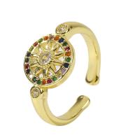 Cubique anneau en laiton Circonia Micro Pave, Placage de couleur d'or, Réglable & pavé de micro zircon & pour femme, doré, 18mm, Vendu par PC