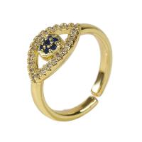 Cubic Zirconia Micro Pave Brass Ring, Eye, gold color plated, Adjustable & micro pave cubic zirconia & for woman, gold, 18mm, Sold By PC