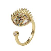 Krychlový Circonia Micro vydláždit mosazný prsten, Mosaz, barva pozlacený, Nastavitelný & micro vydláždit kubické zirkony & pro ženy, zlato, 18mm, Prodáno By PC