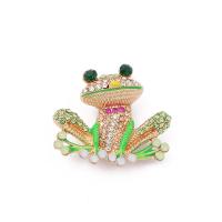 Rhinestone Brooch, Tibetan Style, Frog, plated, Unisex & enamel & with rhinestone, more colors for choice, nickel, lead & cadmium free, 40x40mm, 10PCs/Lot, Sold By Lot