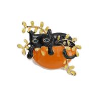 Enamel Brooch Zinc Alloy Cat gold color plated Unisex nickel lead & cadmium free Sold By Lot