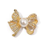 Rhinestone Brooch Zinc Alloy with Plastic Pearl plated & for woman & enamel & with rhinestone nickel lead & cadmium free Sold By Lot
