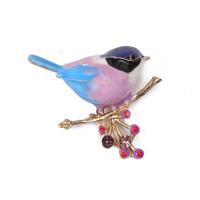 Enamel Brooch, Tibetan Style, Bird, gold color plated, for woman & with rhinestone, more colors for choice, nickel, lead & cadmium free, 40x35mm, 10PCs/Lot, Sold By Lot