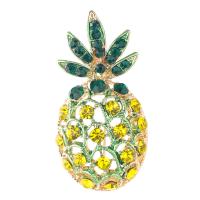 Rhinestone Brooch Zinc Alloy Pineapple gold color plated for woman & with rhinestone & hollow nickel lead & cadmium free Sold By Lot