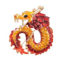Enamel Brooch Zinc Alloy Dragon gold color plated for woman nickel lead & cadmium free Sold By Lot