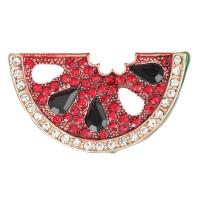 Rhinestone Brooch Zinc Alloy Watermelon gold color plated for woman & enamel & with rhinestone nickel lead & cadmium free Sold By Lot