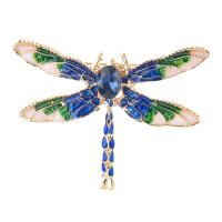Enamel Brooch, Tibetan Style, Dragonfly, gold color plated, for woman & with rhinestone, nickel, lead & cadmium free, 48x36mm, 10PCs/Lot, Sold By Lot
