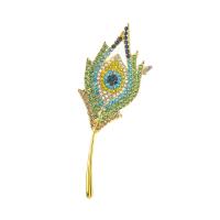 Rhinestone Brooch, Tibetan Style, Flower, gold color plated, for woman & with rhinestone, nickel, lead & cadmium free, 30x89mm, 10PCs/Lot, Sold By Lot
