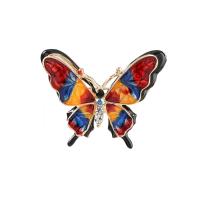 emalje broche, Zinc Alloy, Butterfly, guldfarve belagt, for kvinde & med rhinestone, flere farver til valg, nikkel, bly & cadmium fri, 40x32mm, 10pc'er/Lot, Solgt af Lot