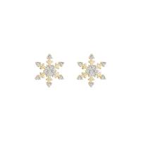 Cubic Zirconia Micro Pave Brass Earring Snowflake plated micro pave cubic zirconia & for woman 15mm Sold By PC