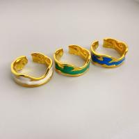 Mässing Cuff finger ring, 18K guldpläterad, mode smycken & Unisex & emalj, fler färger för val, nickel, bly och kadmium gratis, 9mm, Säljs av PC