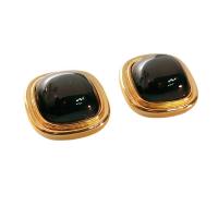 Resin Earring Brass with Resin 18K gold plated fashion jewelry & for woman nickel lead & cadmium free 19mm Sold By Pair