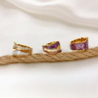 Ορείχαλκος Δέσε δάχτυλο του δακτυλίου, 18K επιχρυσωμένο, κοσμήματα μόδας & για τη γυναίκα & σμάλτο, περισσότερα χρώματα για την επιλογή, νικέλιο, μόλυβδο και κάδμιο ελεύθεροι, Μέγεθος:7, Sold Με PC