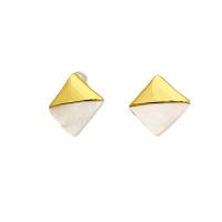 Brass Stud Earring with Shell plated fashion jewelry & for woman nickel lead & cadmium free 15mm Sold By Pair