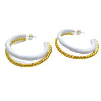 Brass Hoop Earring, 18K gold plated, fashion jewelry & for woman & enamel, nickel, lead & cadmium free, 39.50mm, Sold By Pair